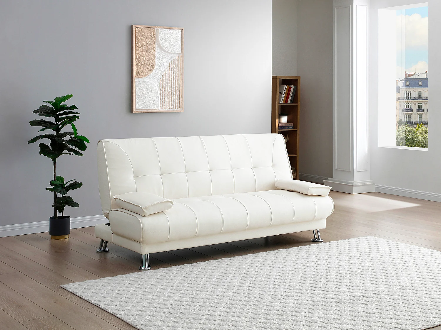 Bedbank MAXIME van kunstleer - wit