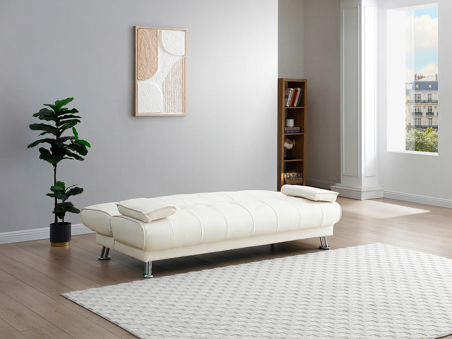 Bedbank MAXIME van kunstleer - wit