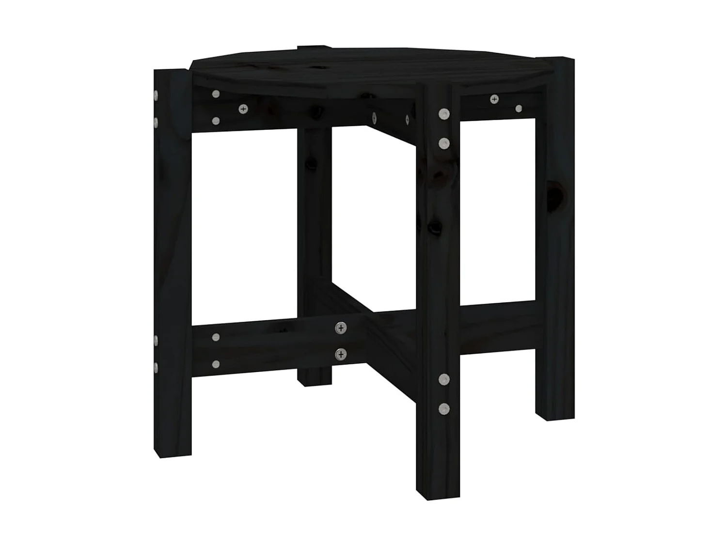 Mesa de centro dourada preta Ø 52,5x45 cm Madeira maciça de pinho