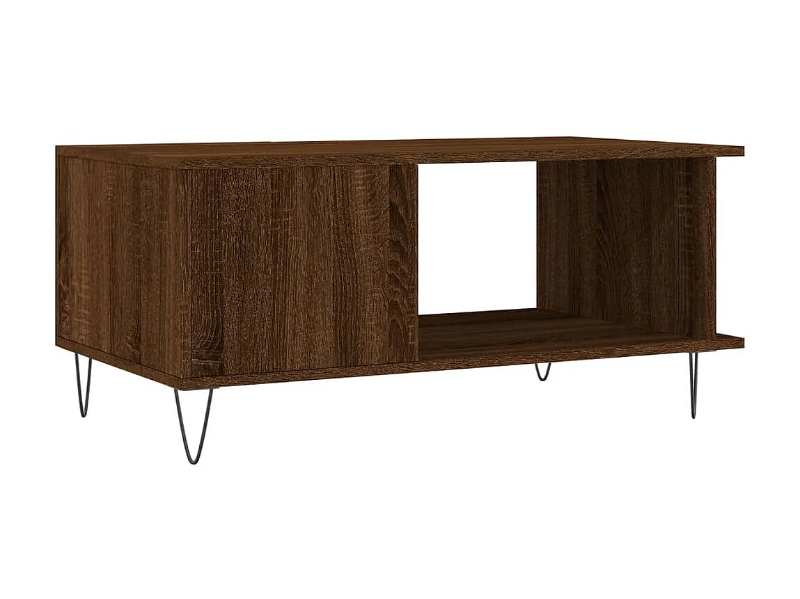 Mesa de centro de carvalho marrom dourado 90x50x40 cm madeira projetada