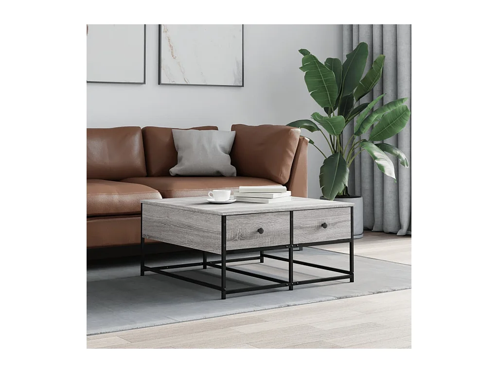 Table basse sonoma gris 80x80x40 cm bois d'ingénierie