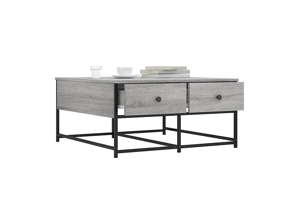 Table basse sonoma gris 80x80x40 cm bois d'ingénierie