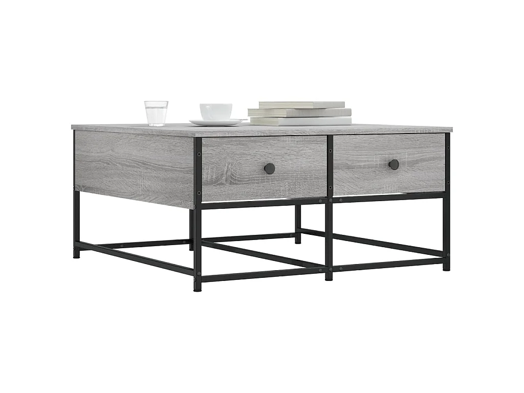 Table basse sonoma gris 80x80x40 cm bois d'ingénierie