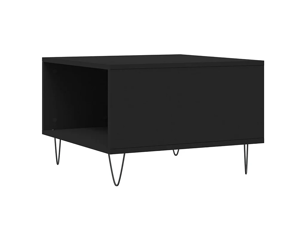 Mesa de centro dourada preta 55x55x36,5 cm madeira projetada