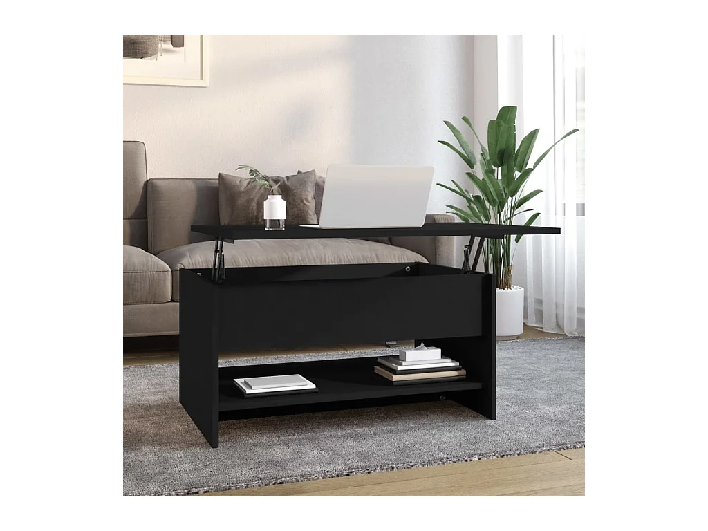 Gold Salontafel Zwart 80x50x40 cm Bewerkt hout
