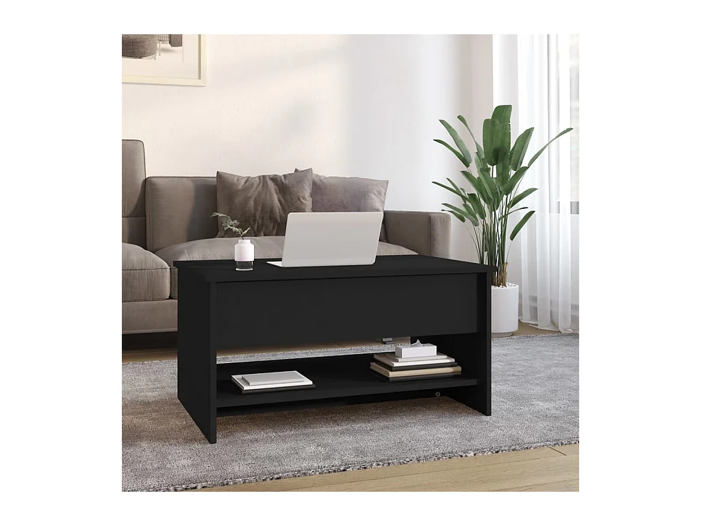 Gold Salontafel Zwart 80x50x40 cm Bewerkt hout