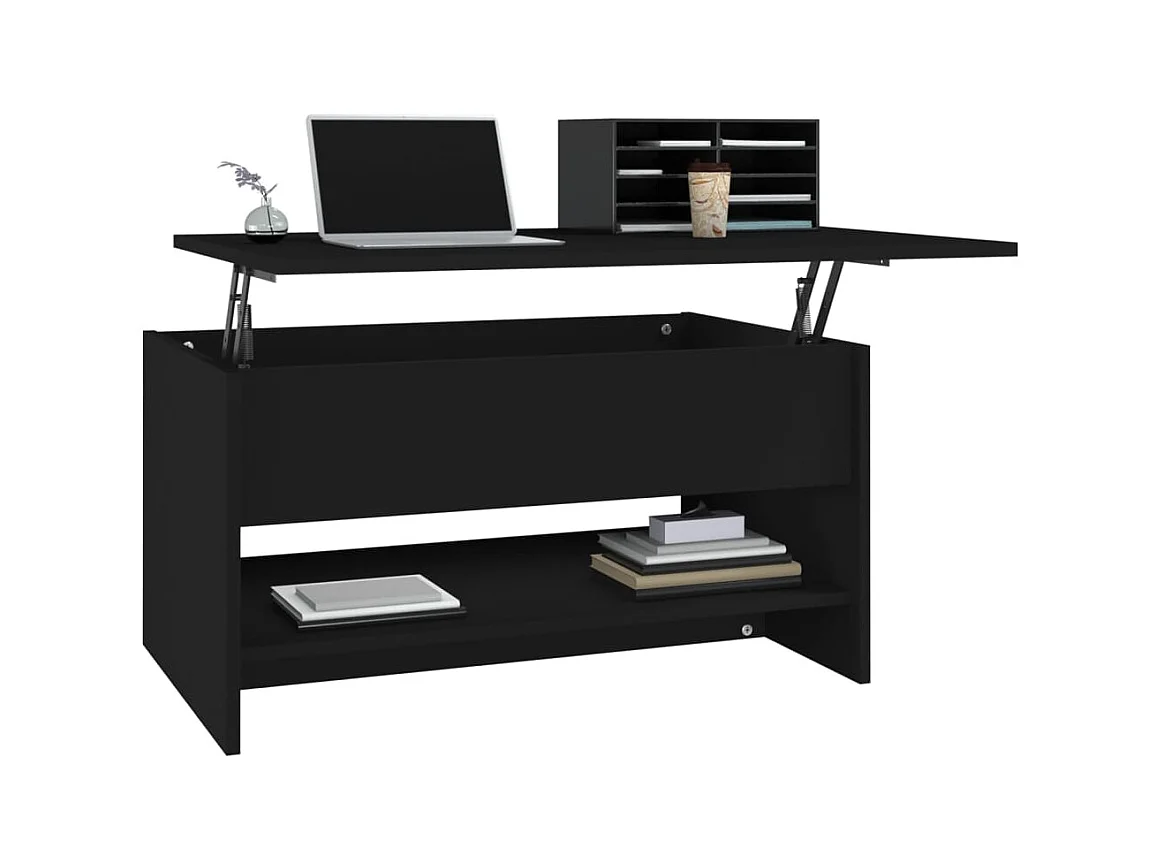Gold Salontafel Zwart 80x50x40 cm Bewerkt hout