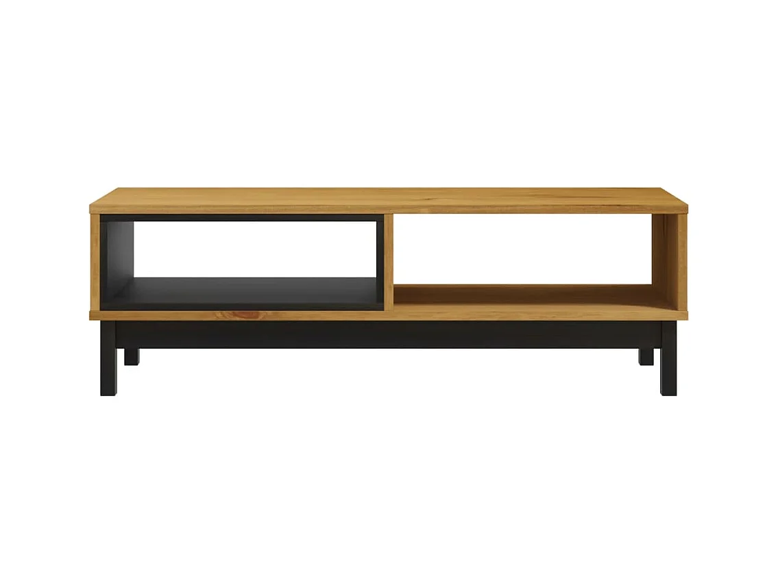 Goldfarbener FLAM Couchtisch 100x50x32,5 cm aus massivem Kiefernholz