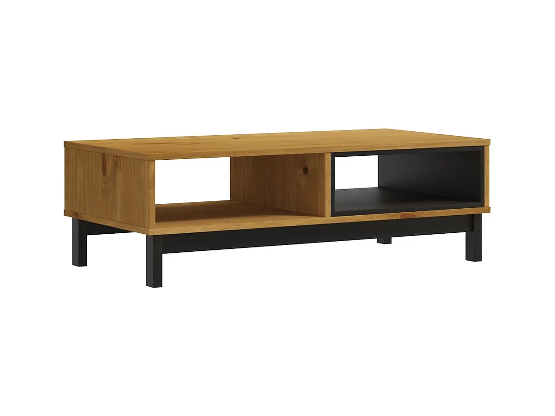 Goldfarbener FLAM Couchtisch 100x50x32,5 cm aus massivem Kiefernholz