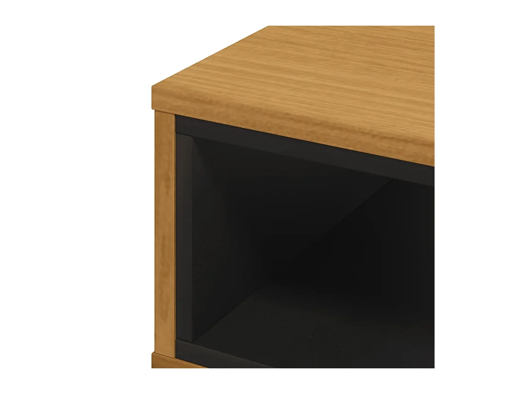 Goldfarbener FLAM Couchtisch 100x50x32,5 cm aus massivem Kiefernholz