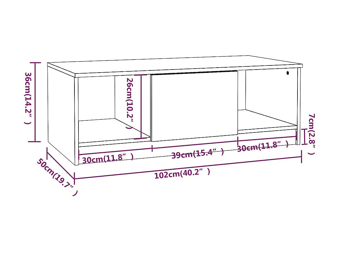 Mesa de centro em carvalho fumê dourado 102x50x36 cm madeira projetada