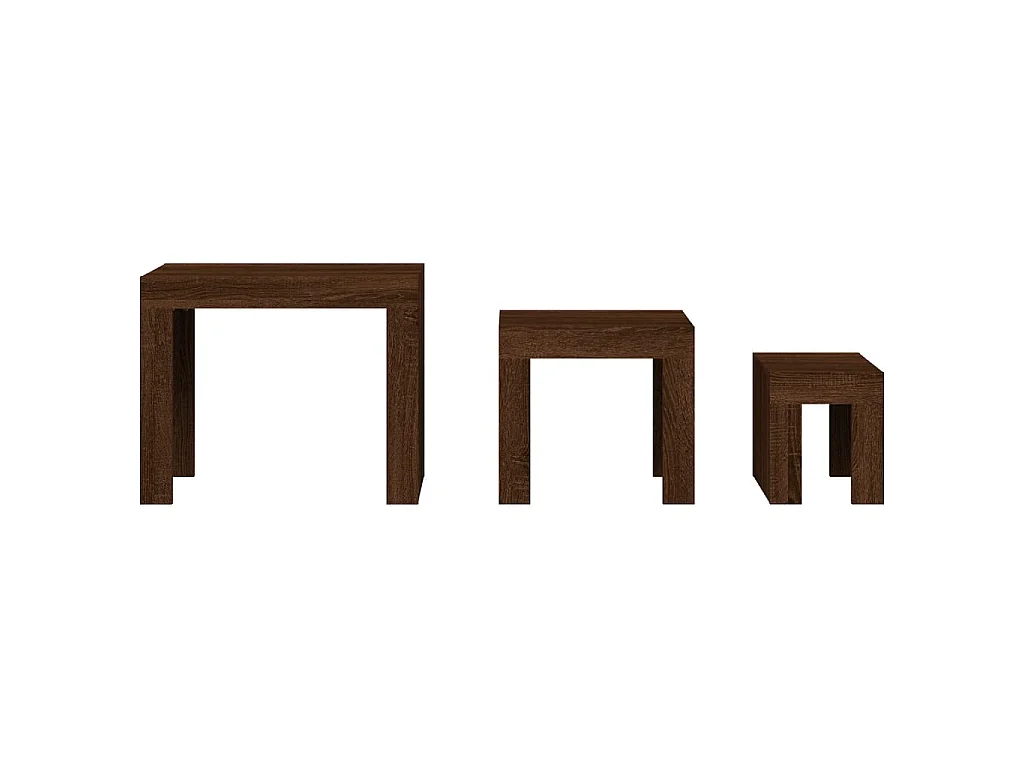 Tables basses gigognes 3 pcs chêne marron bois d'ingénierie