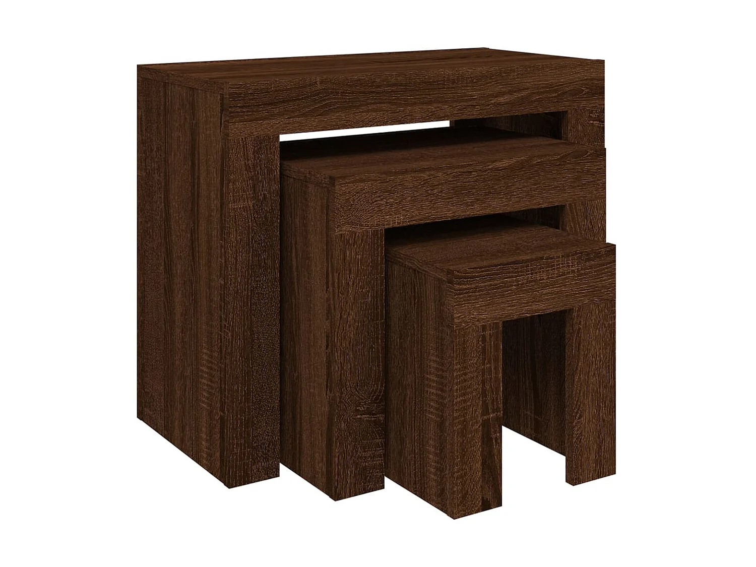 Tables basses gigognes 3 pcs chêne marron bois d'ingénierie