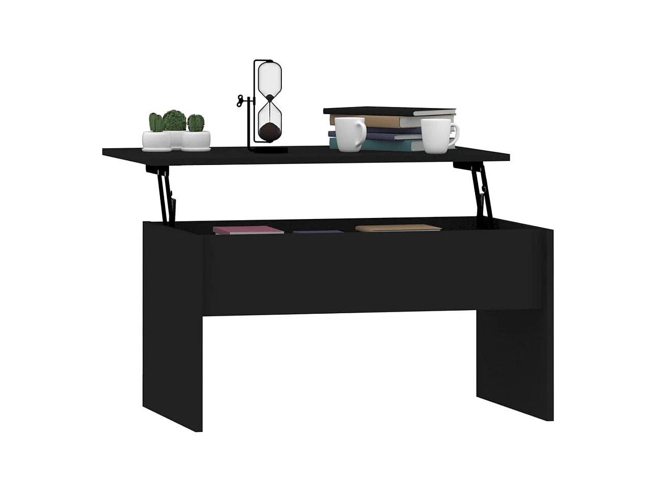 Goldfarbener Couchtisch, Schwarz, 80 x 50,5 x 41,5 cm, Holzwerkstoff