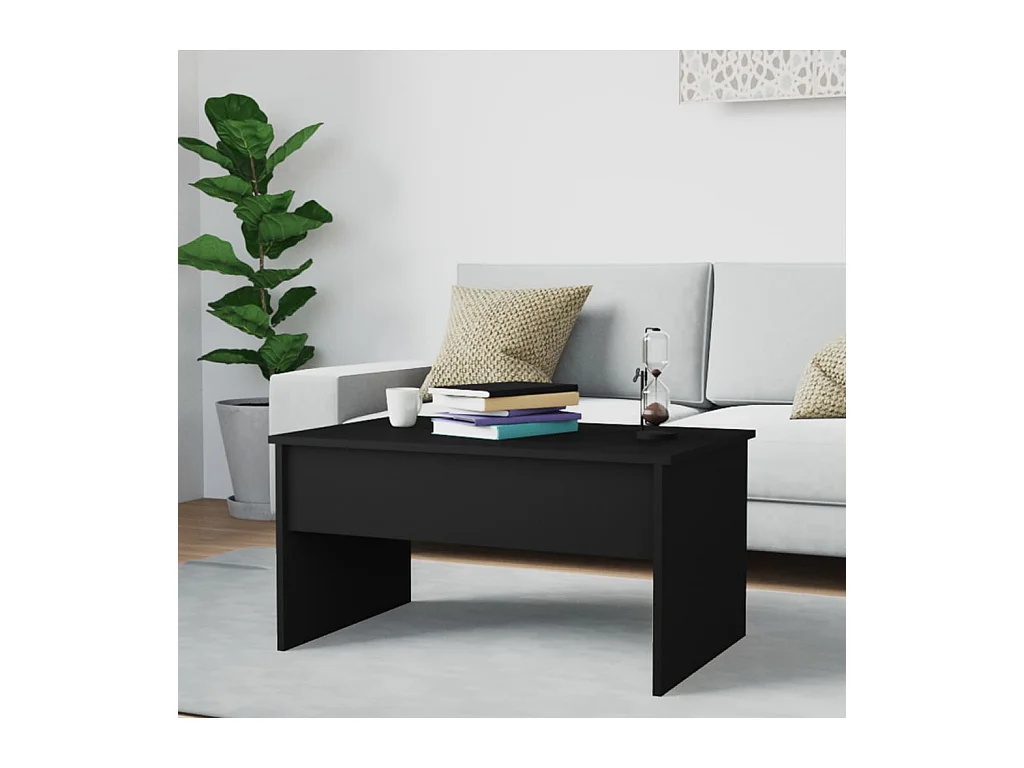 Goldfarbener Couchtisch, Schwarz, 80 x 50,5 x 41,5 cm, Holzwerkstoff