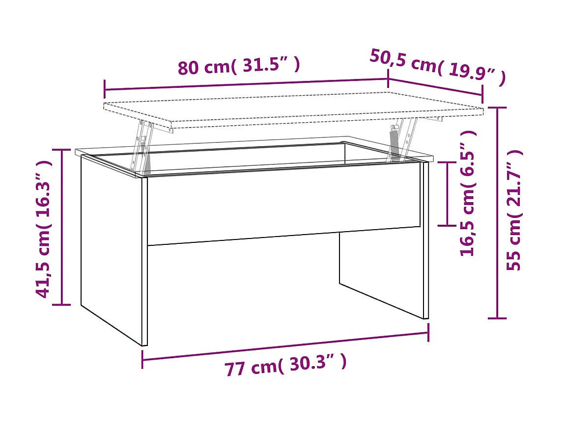 Gold Salontafel Zwart 80x50,5x41,5 cm Bewerkt hout
