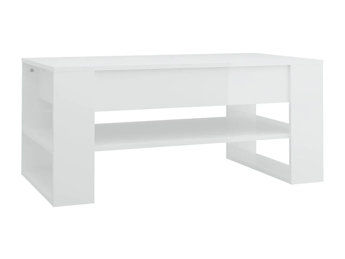 Table basse Blanc brillant 102x55x45 cm Bois d'ingénierie