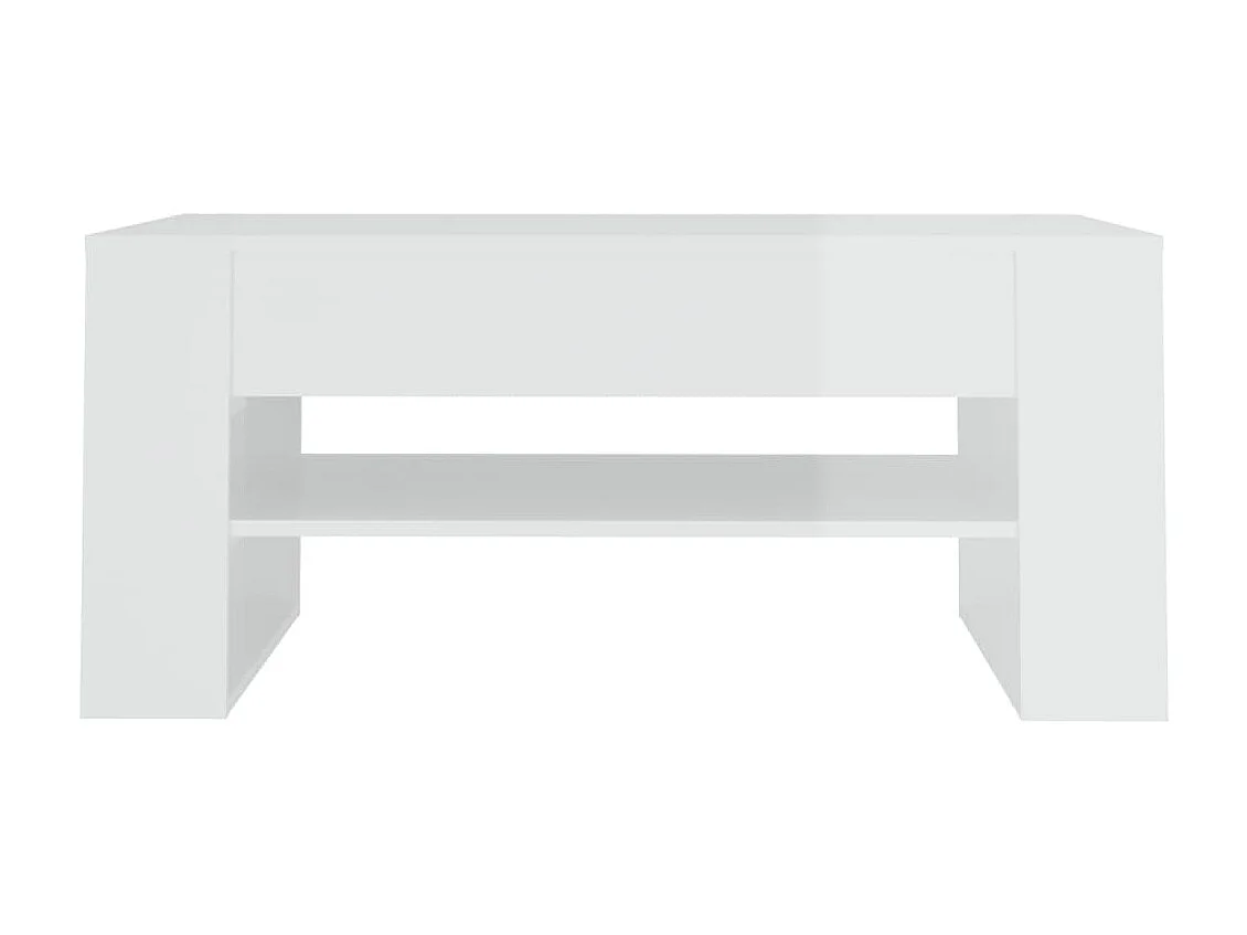 Mesa de centro dourada branco brilhante 102x55x45 cm Madeira trabalhada