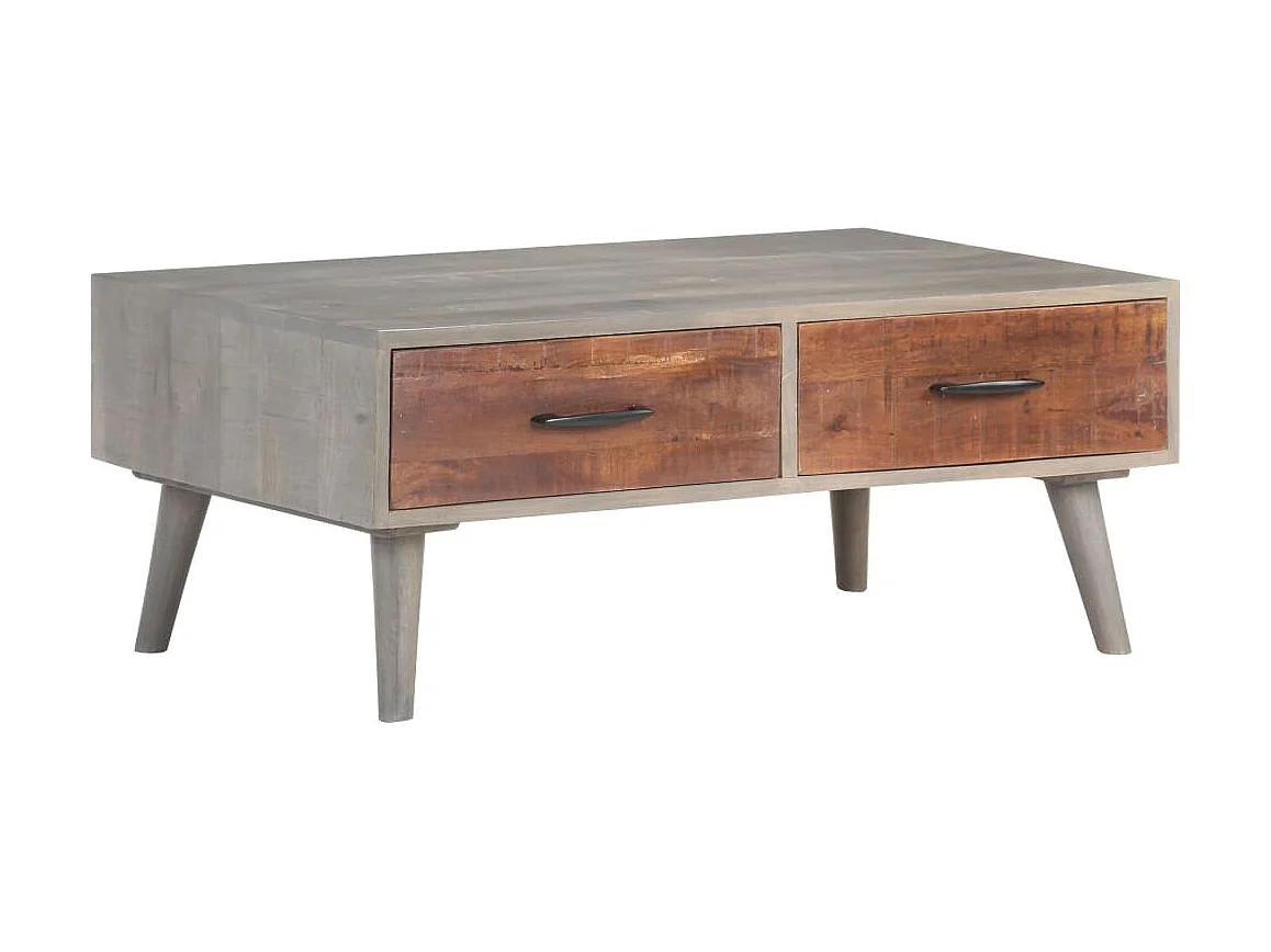 Table basse Gris 100x60x40 cm Bois massif de manguier brut