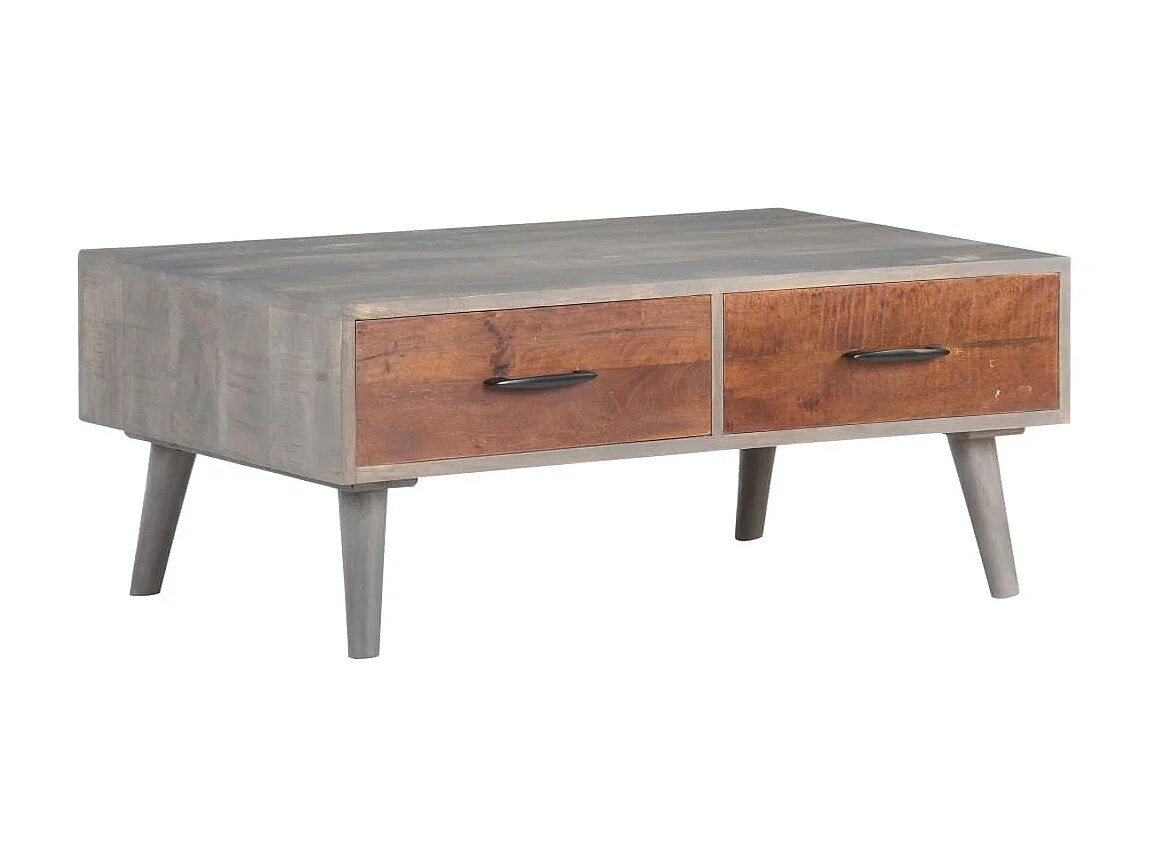 Table basse Gris 100x60x40 cm Bois massif de manguier brut