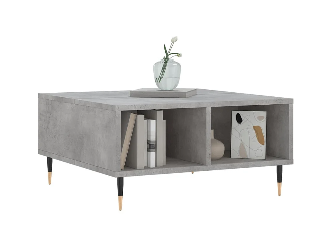 Table basse gris béton 60x60x30 cm bois d'ingénierie