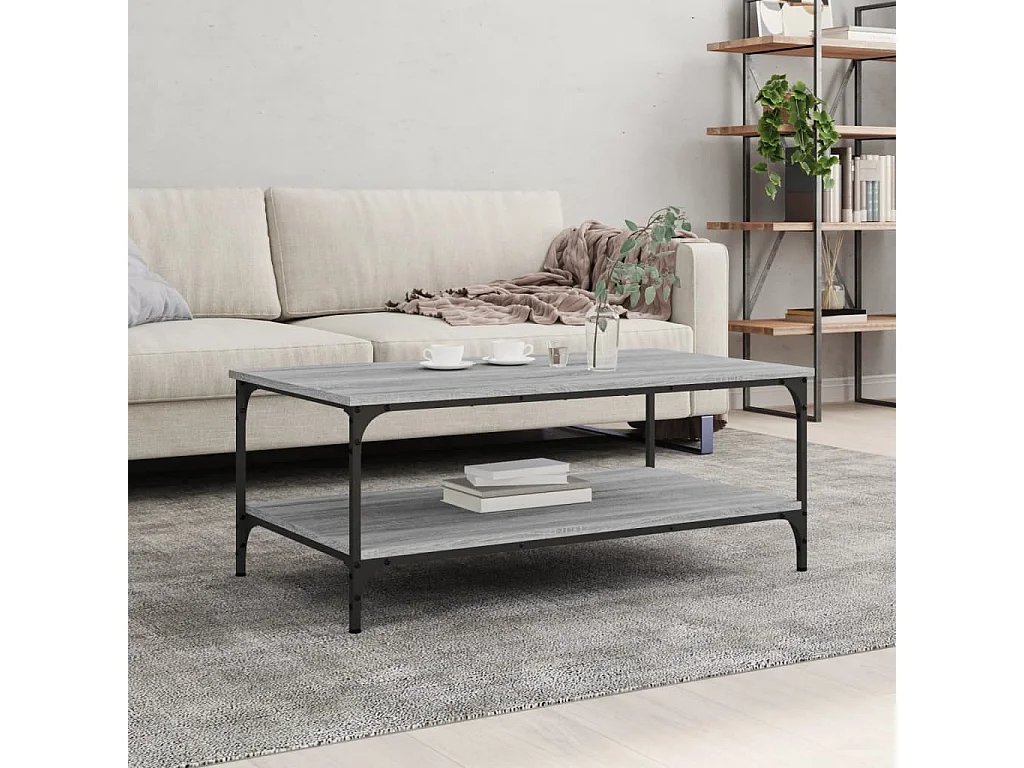 Table basse sonoma gris 100x55x40 cm bois d'ingénierie