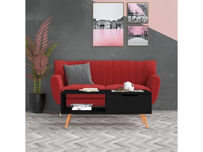 Mesa de centro Gold Aglomerado negro 100x49,5x43 cm