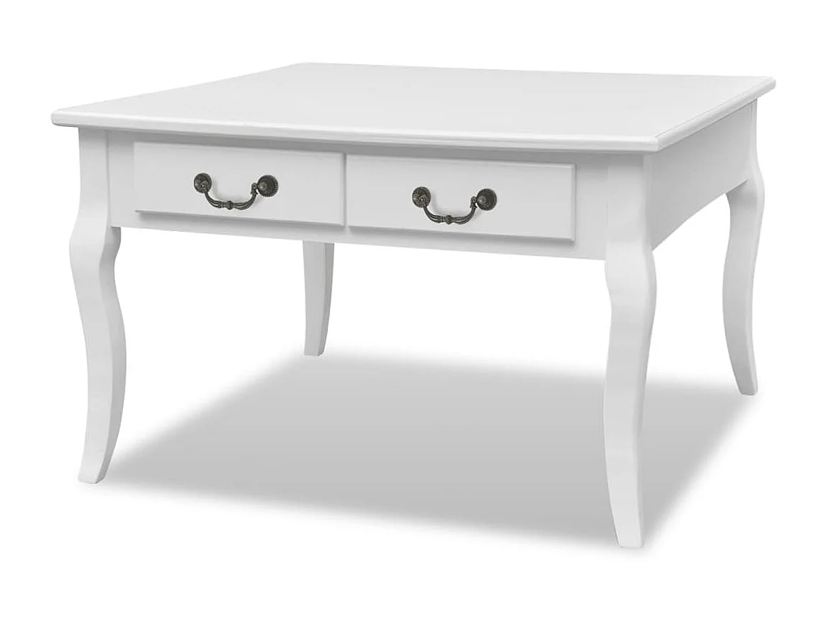 Table basse avec 4 tiroirs Blanc