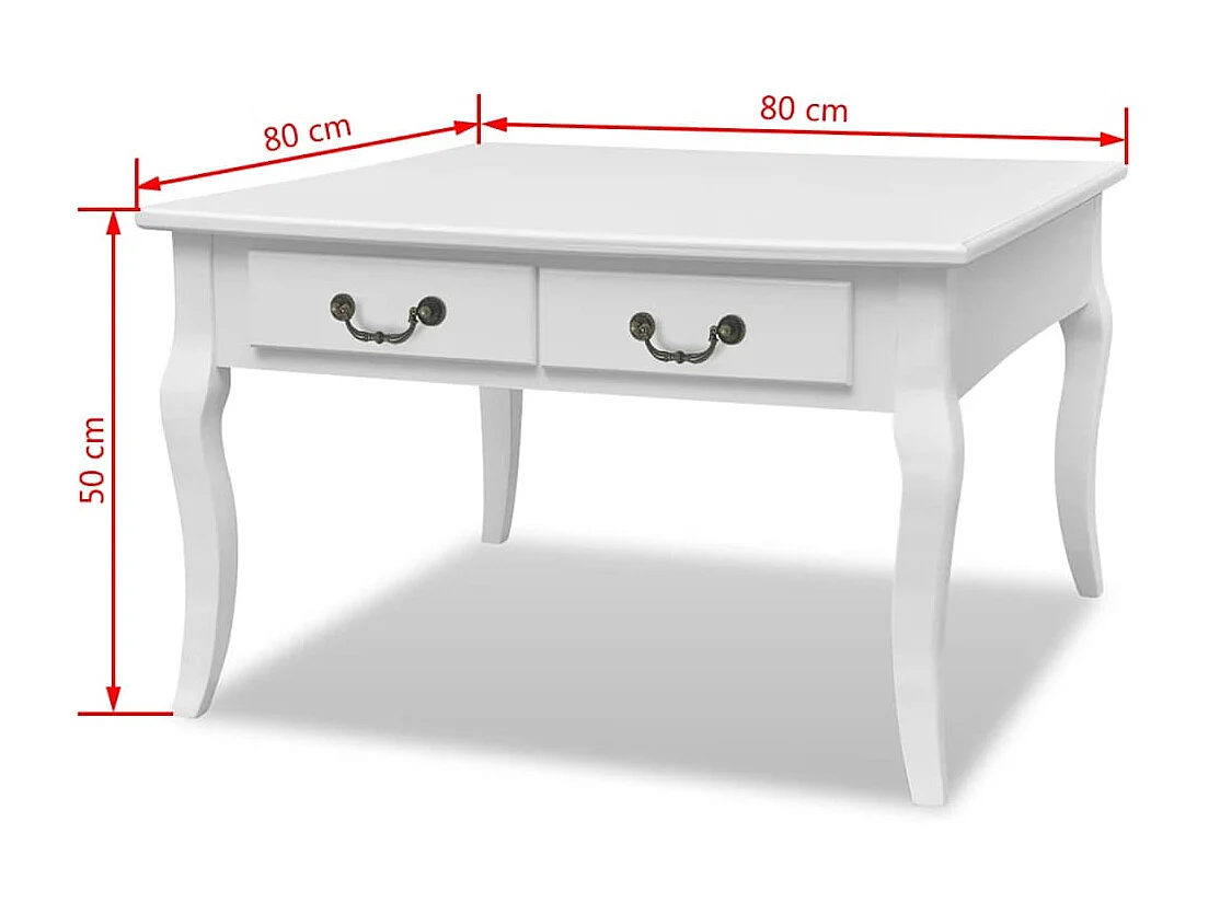 Table basse avec 4 tiroirs Blanc