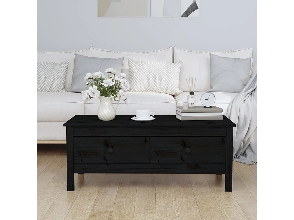 Gold Salontafel Zwart 100x50x40 cm Massief grenenhout