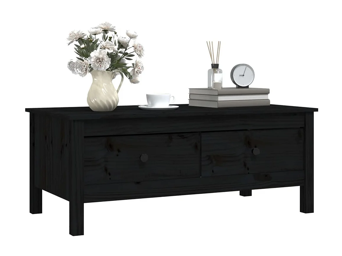 Gold Salontafel Zwart 100x50x40 cm Massief grenenhout