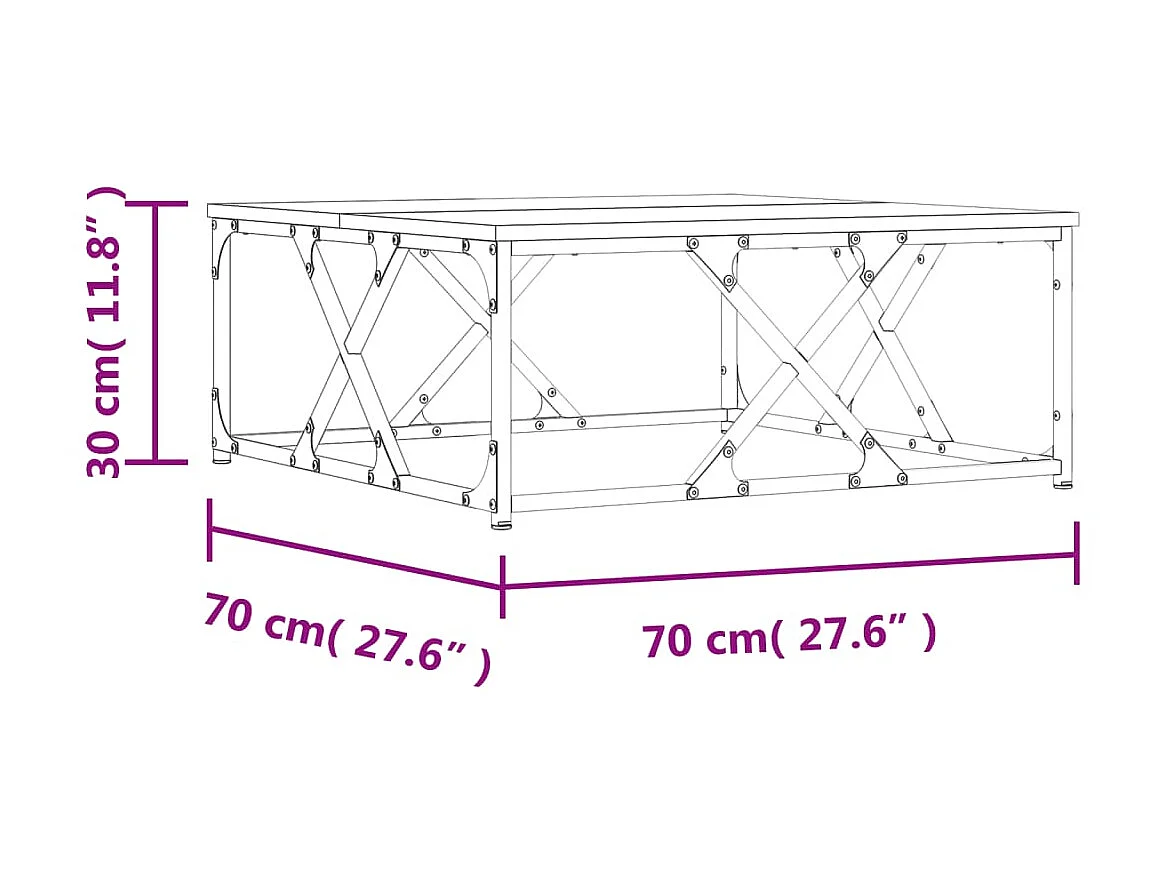 Table basse chêne sonoma 70x70x30 cm bois d'ingénierie
