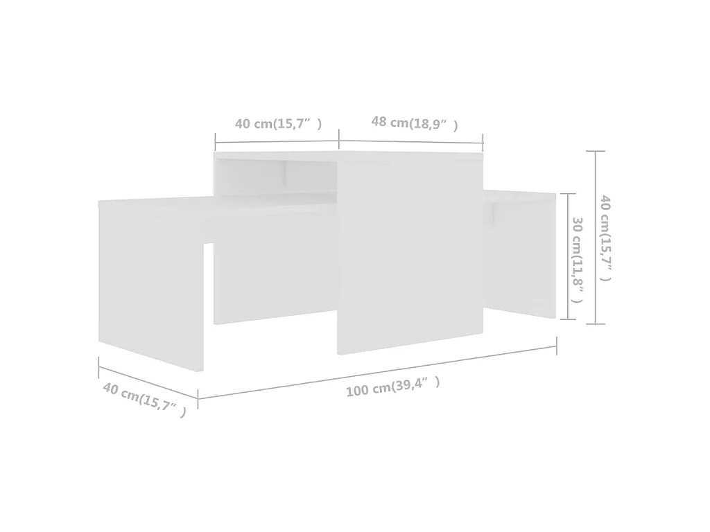 Ensemble de tables basses Blanc 100x48x40 cm Aggloméré