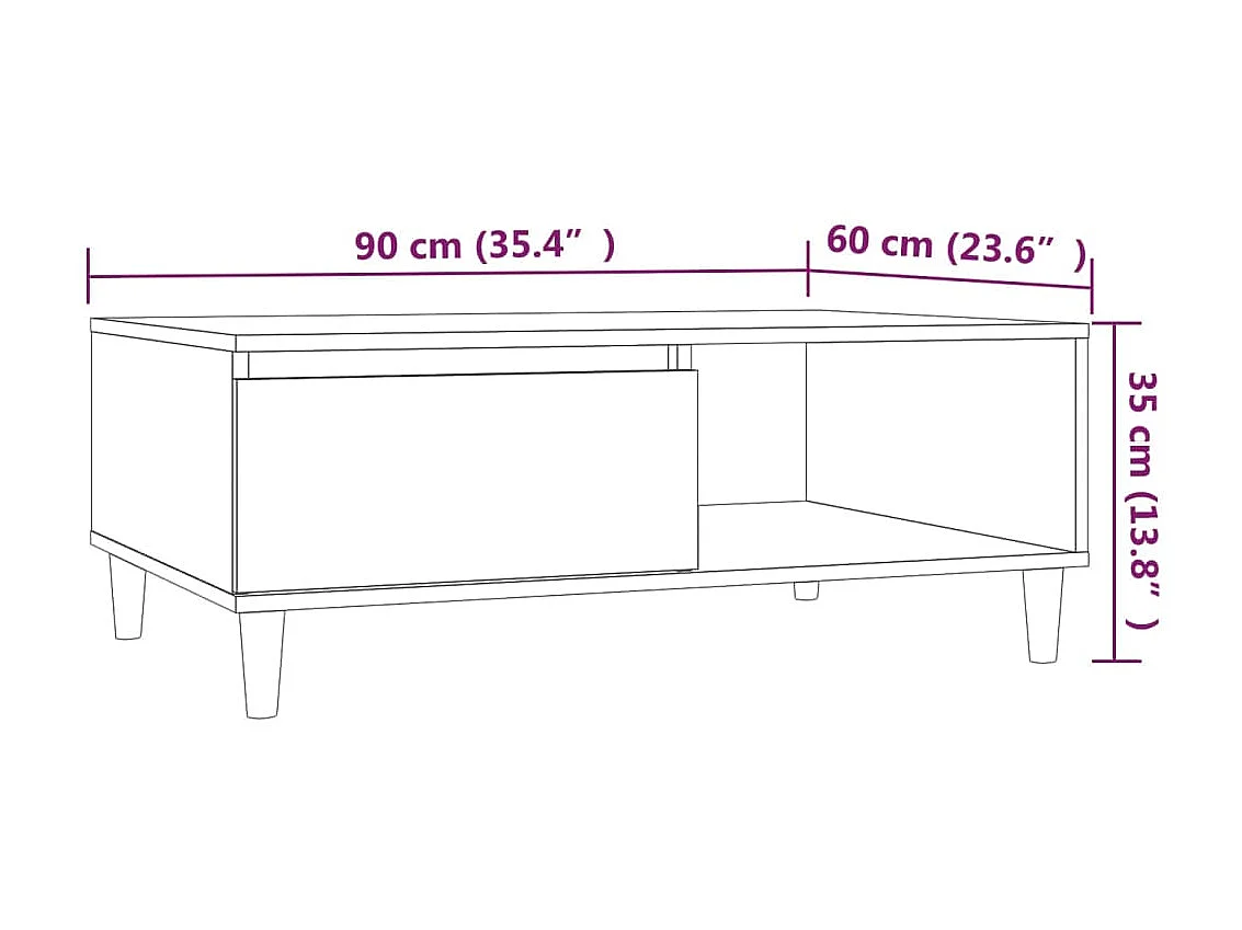 Mesa de centro Gold Roble marrón 90x60x35 cm Aglomerado