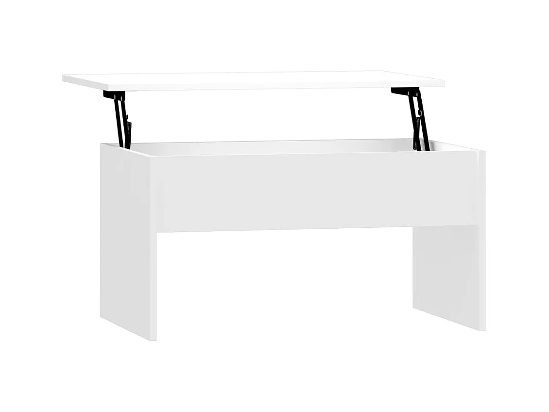 Goldfarbener Couchtisch, glänzend weiß, 80 x 50,5 x 41,5 cm, Holzwerkstoff