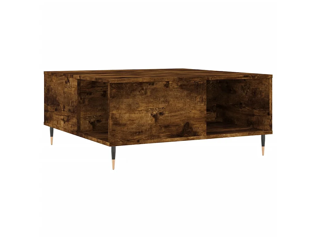 Table basse chêne fumé 80x80x36,5 cm bois d'ingénierie