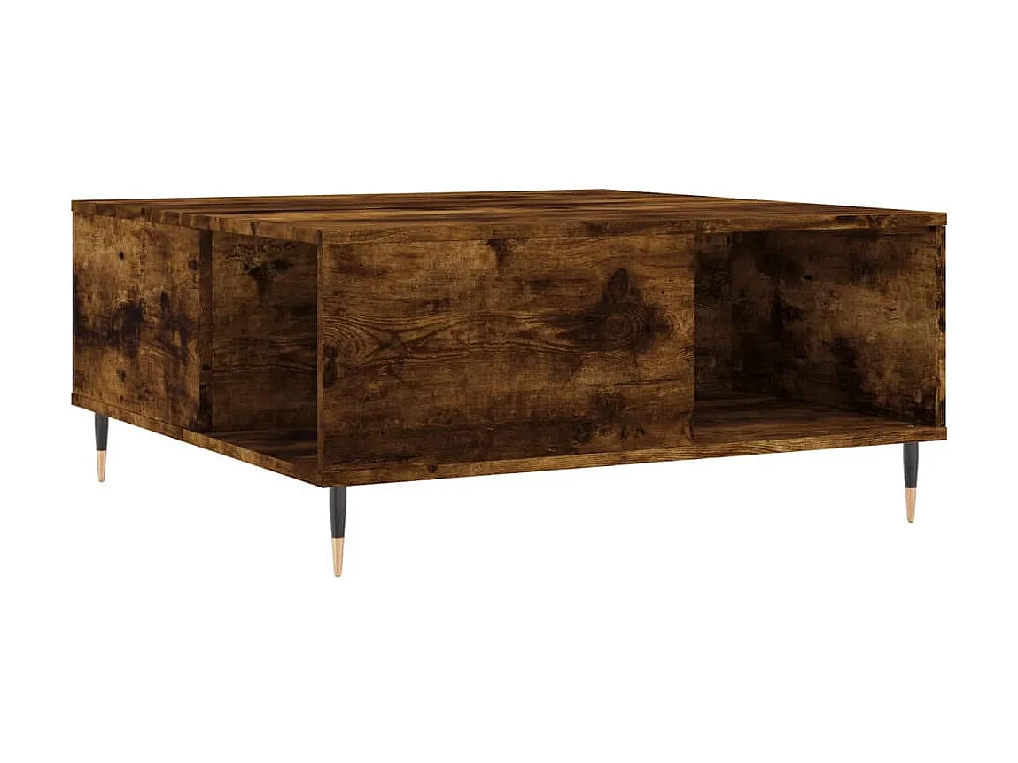 Table basse chêne fumé 80x80x36,5 cm bois d'ingénierie