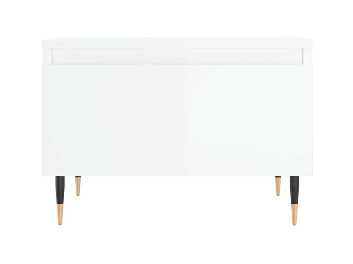 Mesas de centro douradas 2 peças branco brilhante 50x46x35cm madeira projetada