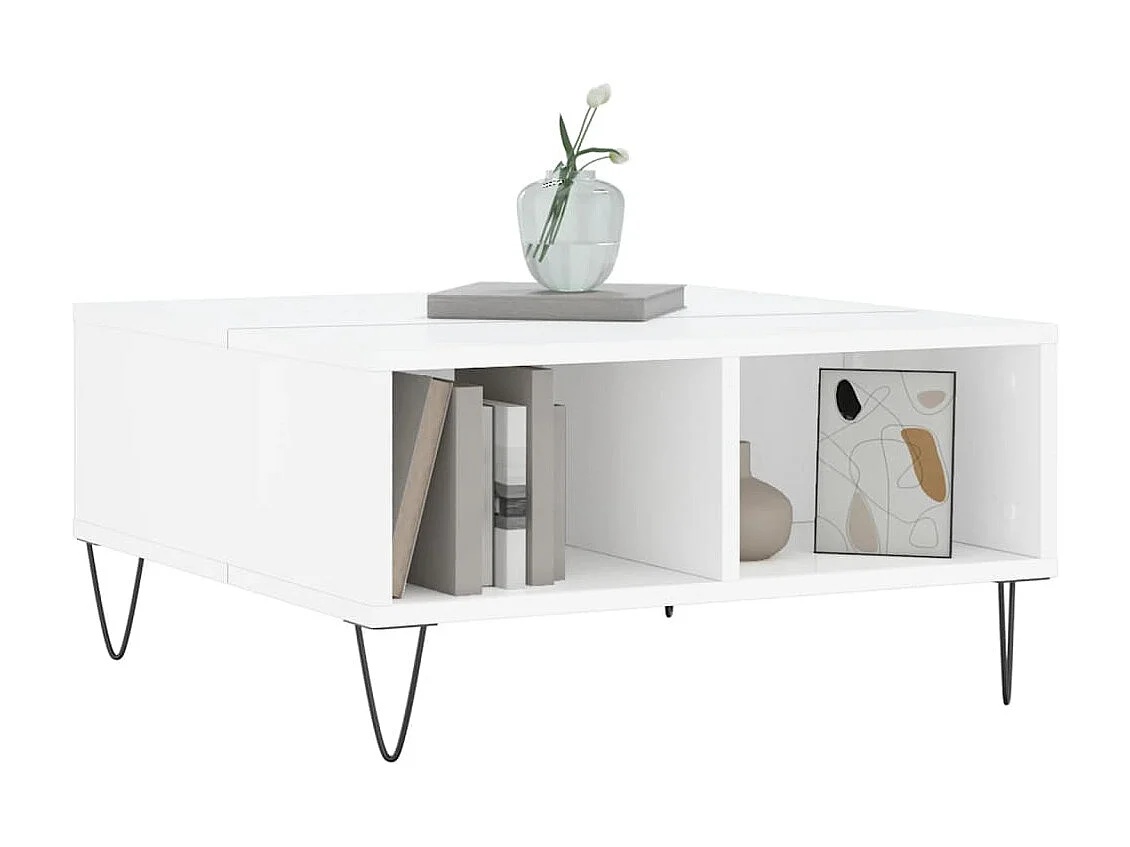 Table basse blanc brillant 60x60x30 cm bois d'ingénierie