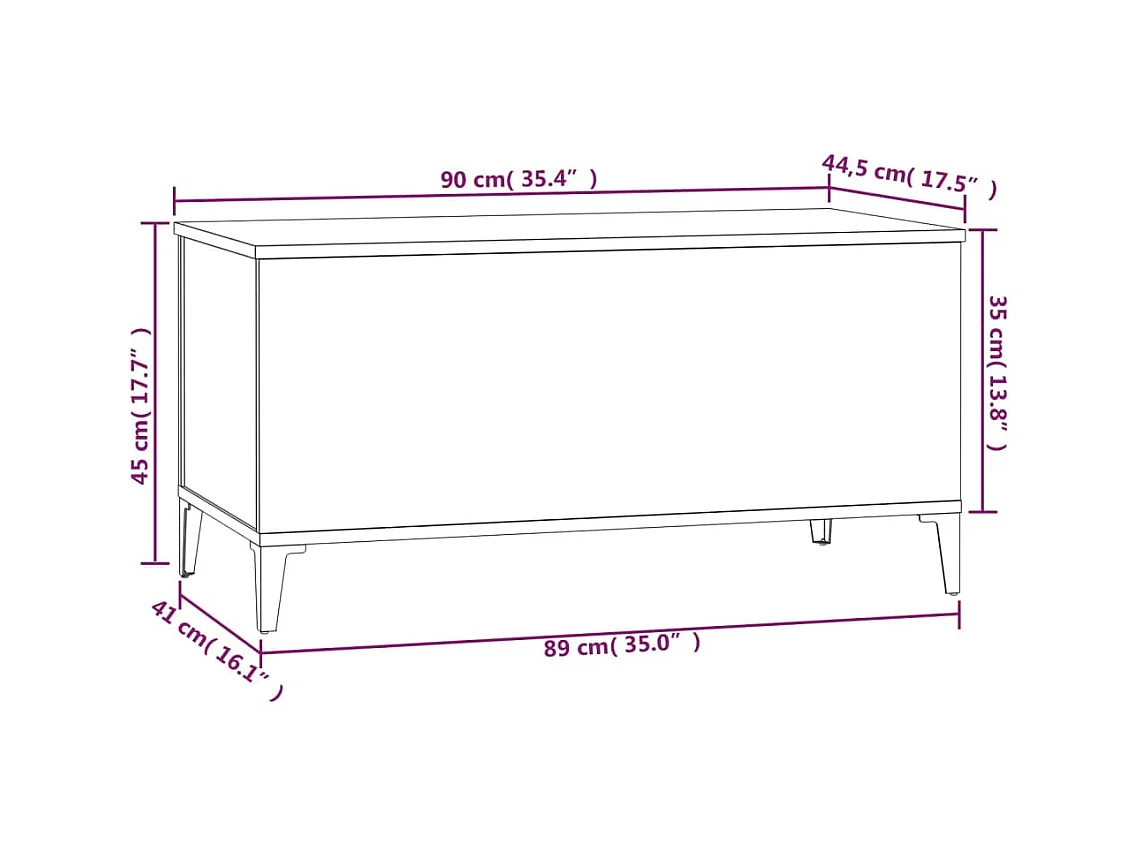Mesa de centro cinza Gold Sonoma 90x44,5x45 cm Madeira trabalhada