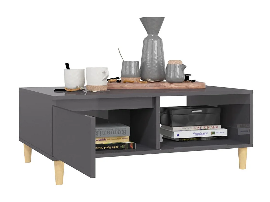 Gold Salontafel Glanzend grijs 90x60x35 cm Spaanplaat