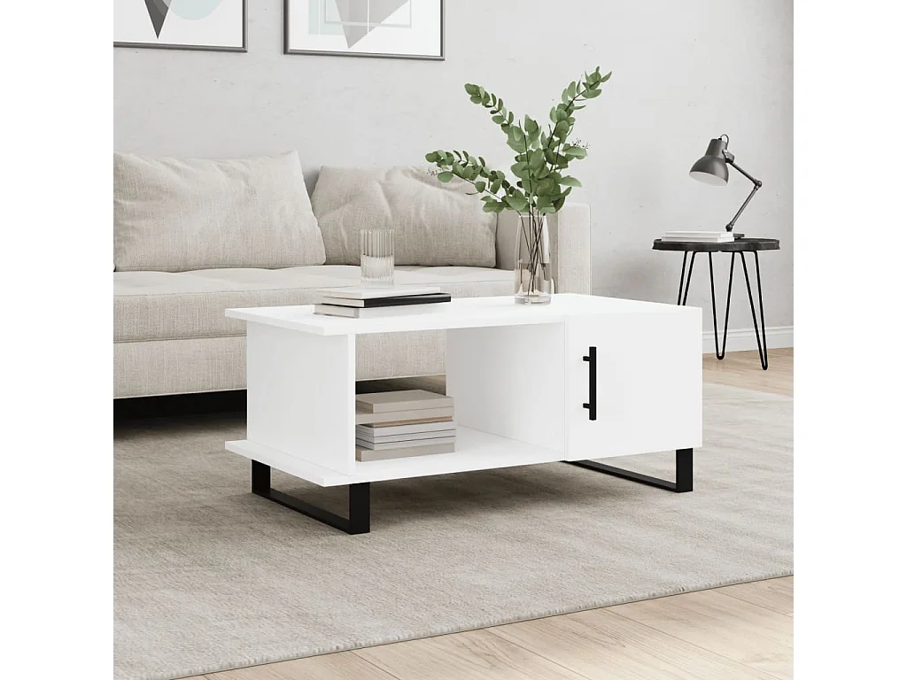 Mesa de centro dourada branca 90x50x40 cm madeira projetada