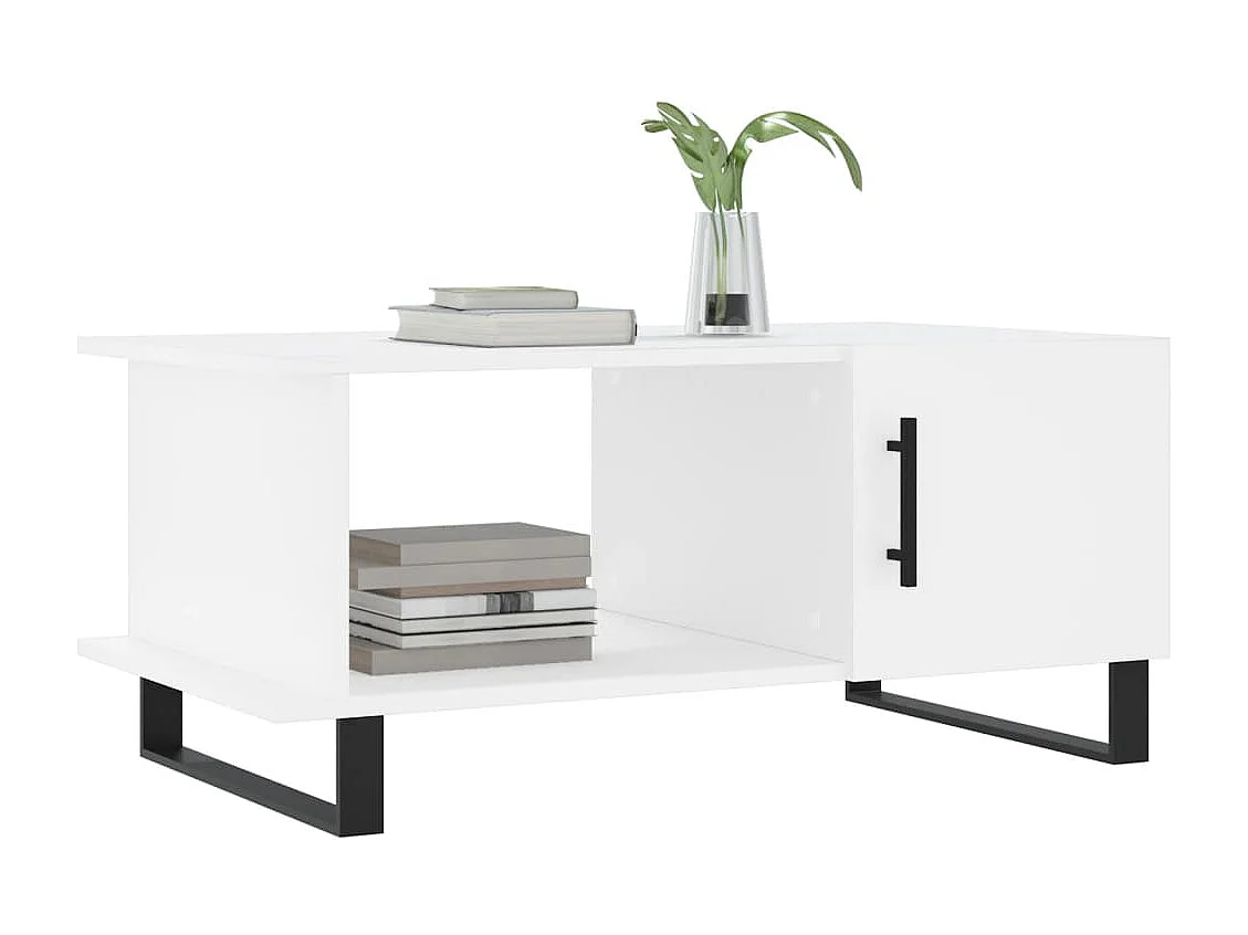 Mesa de centro dourada branca 90x50x40 cm madeira projetada