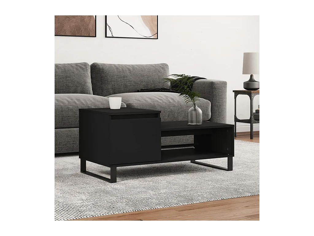 Gold Couchtisch Schwarz 100x50x45 cm Holzwerkstoff