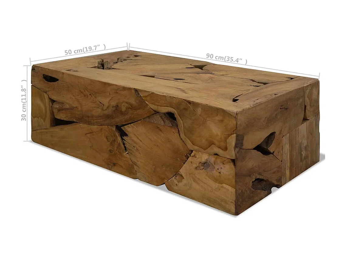 Tavolino Gold 90x50x30 cm Vero Teak Marrone