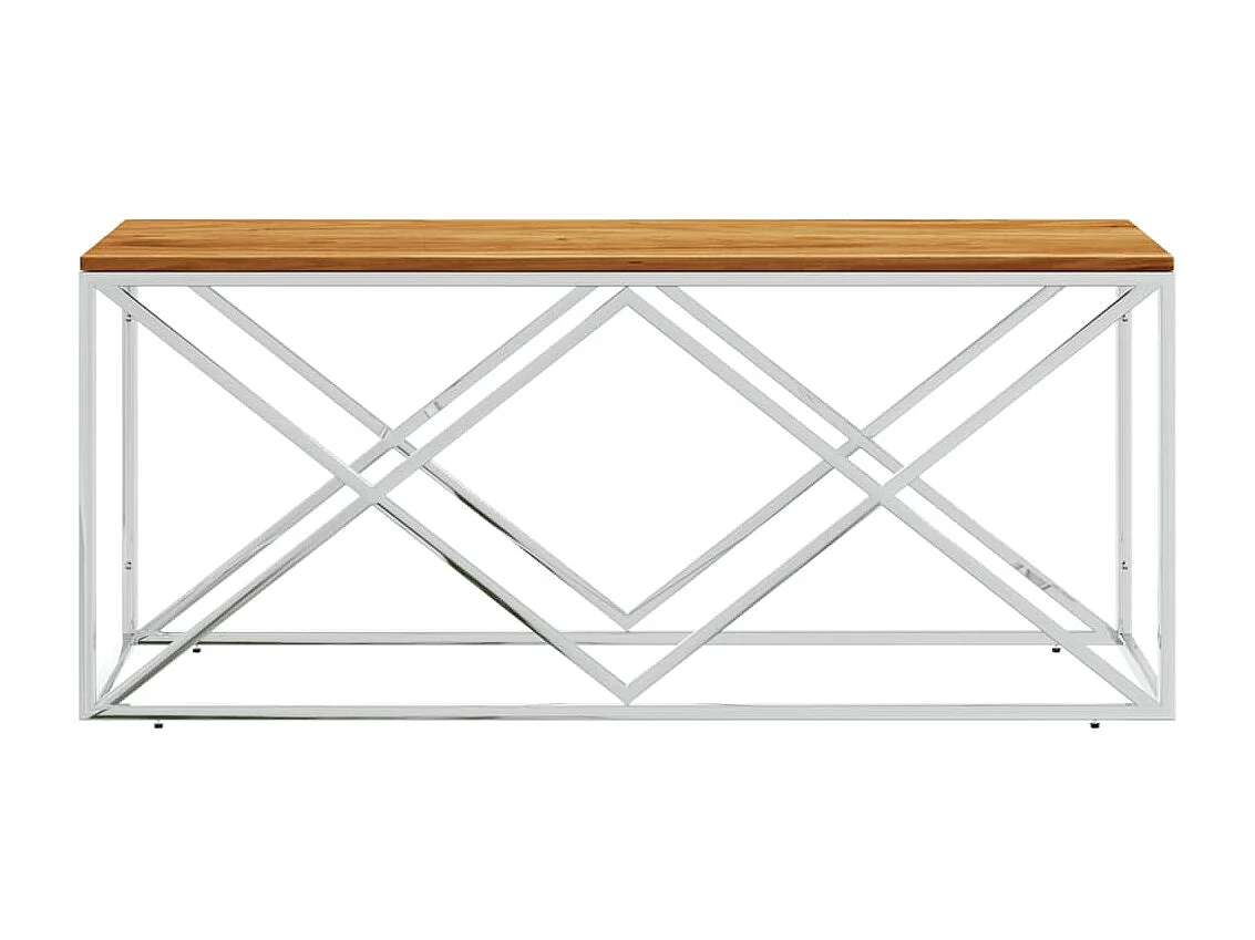 Table basse acier inoxydable et bois massif d'acacia