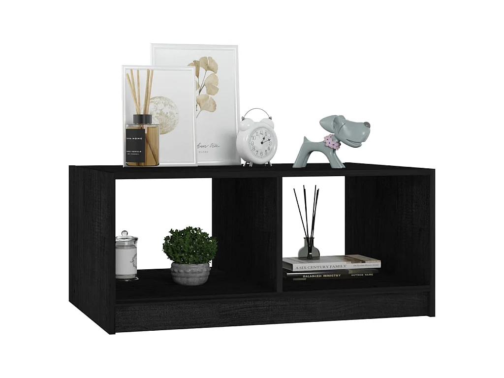 Table basse Noir 75x50x33,5 cm Bois de pin massif