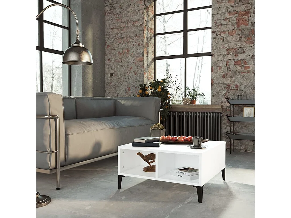 Mesa de centro Gold Aglomerado blanco 60x60x30 cm