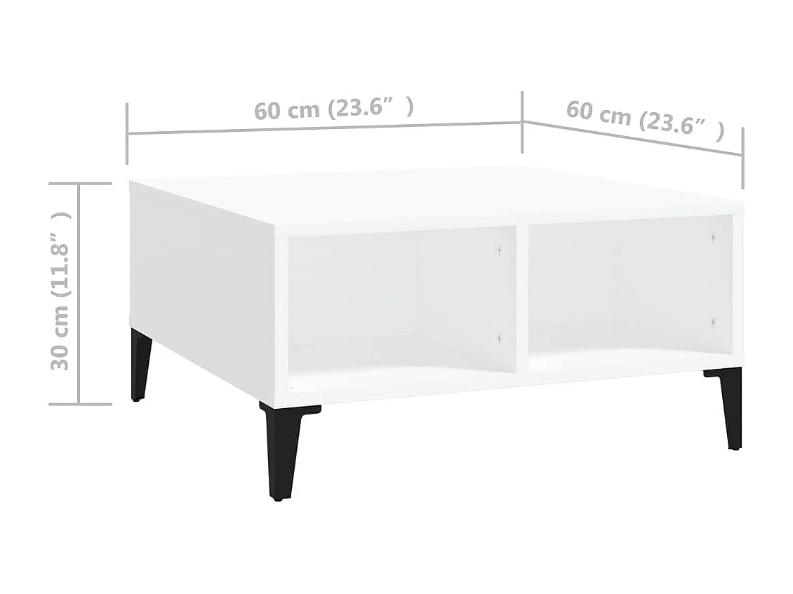 Mesa de centro Gold Aglomerado blanco 60x60x30 cm