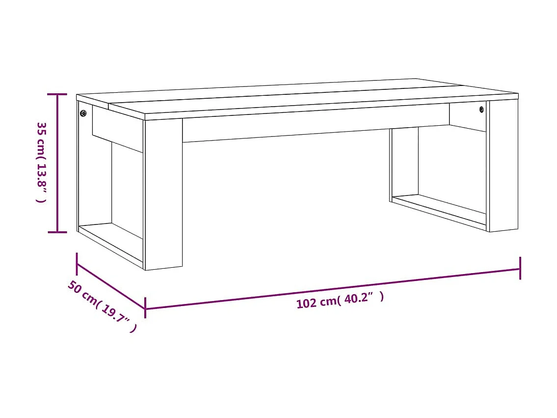 Table basse chêne fumé 102x50x35 cm bois d'ingénierie